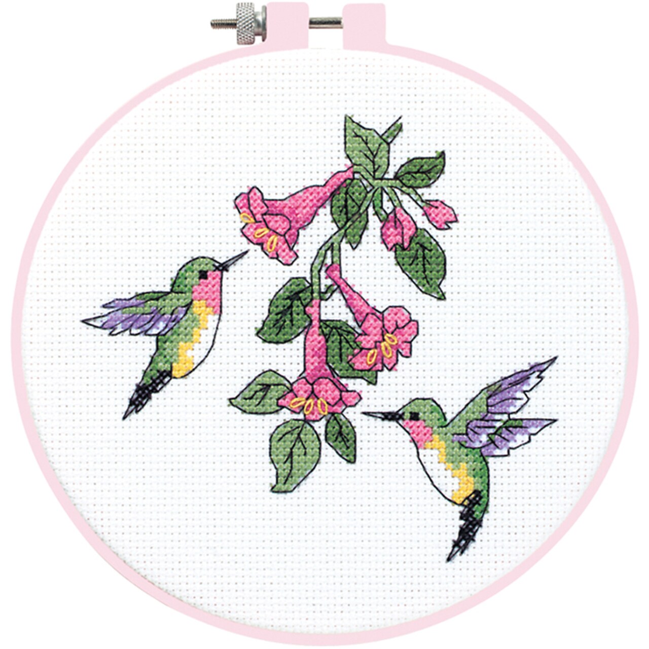 Dimensions Learn-A-Craft Counted Cross Stitch Kit 6" Round-Hummingbird Duo